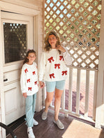 Cotton Pullover Sweater, Girls Bow Sequins, Mommy & Me by Rylee Faith Designs