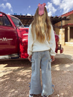 Cotton Pullover Sweater, Girls Bow Sequins, Mommy & Me by Rylee Faith Designs