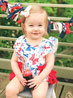 4th of july Bow Print Girls Romper - Baby & Toddler Clothing, Sleeve, Red, Child, Textile | Everetts Place