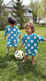My First Soccer Outfit Bamboo Short Set for Toddlers & Kids | Oversized Tee + Drawstring Shorts by Rayn’s Tiny Stitches