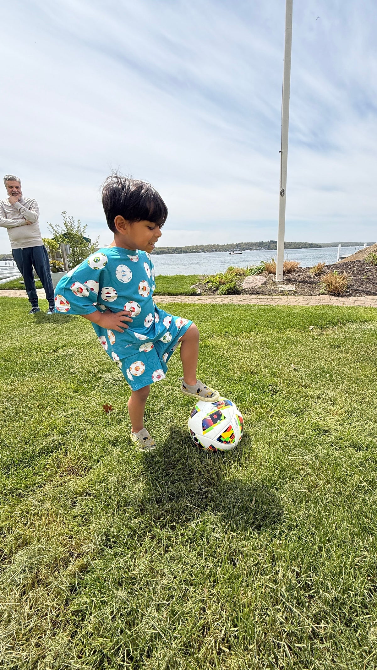 My First Soccer Outfit Bamboo Short Set for Toddlers & Kids | Oversized Tee + Drawstring Shorts by Rayn’s Tiny Stitches