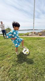 My First Soccer Outfit Bamboo Short Set for Toddlers & Kids | Oversized Tee + Drawstring Shorts by Rayn’s Tiny Stitches