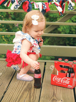 4th of july Bow Print Girls Romper by Rylee Faith Designs at Everetts Place