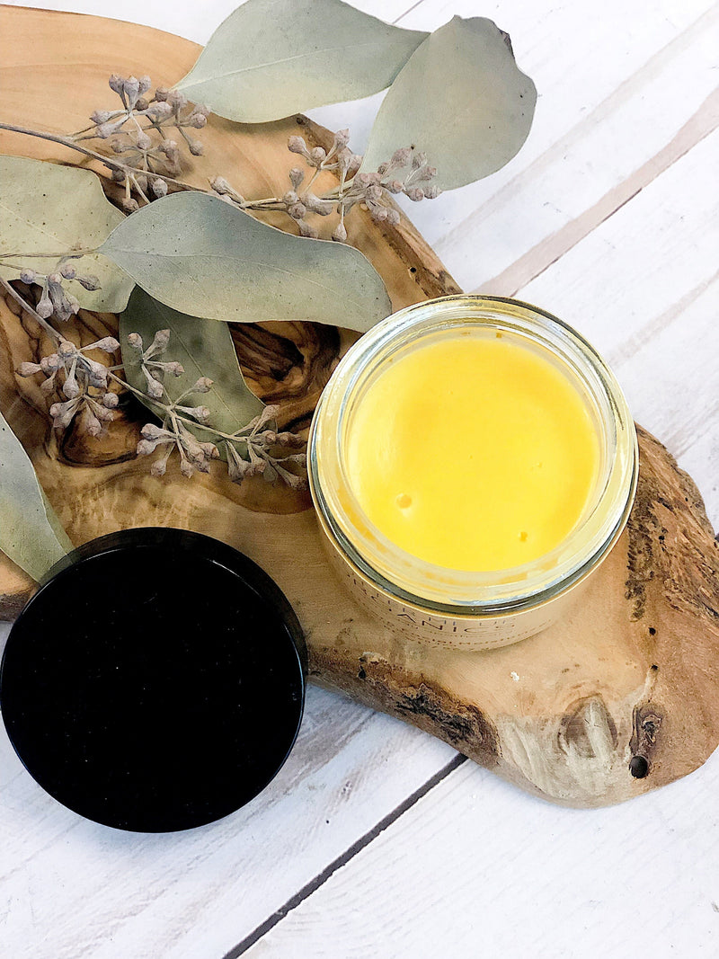 Sea Buckthorn Facial Moisturizer in glass jar, organic skincare.