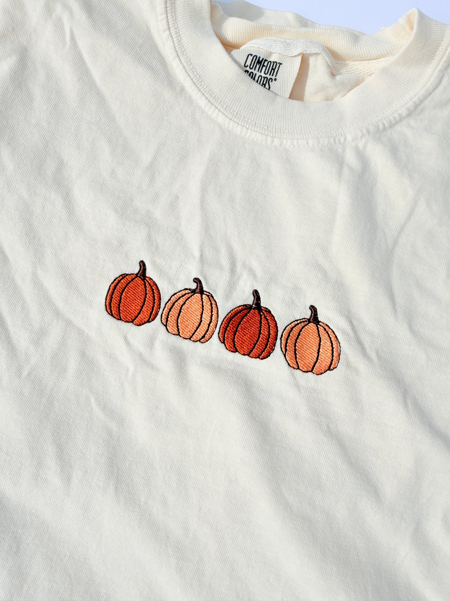 Adult Embroidered Pumpkins Comfort Colors Tee