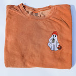 Little Joy Co. Adult Embroidered Iced Coffee Ghost Comfort Colors Crewneck Sweatshirt - more colors - Everetts Place