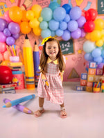 Girls Back To School Pencil Twirl Dress Bow Applique Smocked by Rylee Faith Designs at Everetts Place