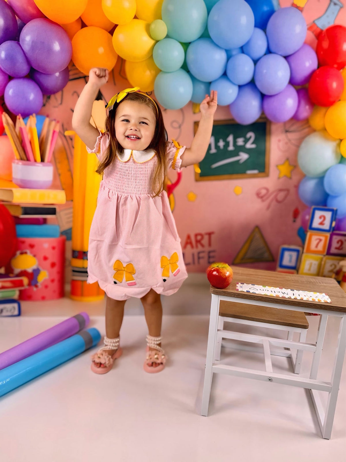 Girls Back To School Pencil Plaid Twirl Dress Bow Petals Collar by Rylee Faith Designs at Everetts Place