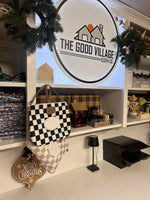 Wipes Clutch Black Check Diaper Wet Bag With Adjustable Lanyard The Good Village Cloth Co. 