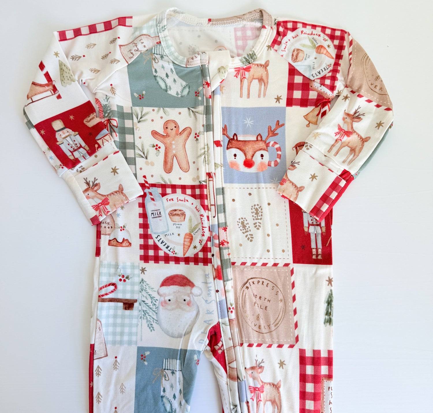 Christmas Patchwork Bamboo Pajamas - Zippy