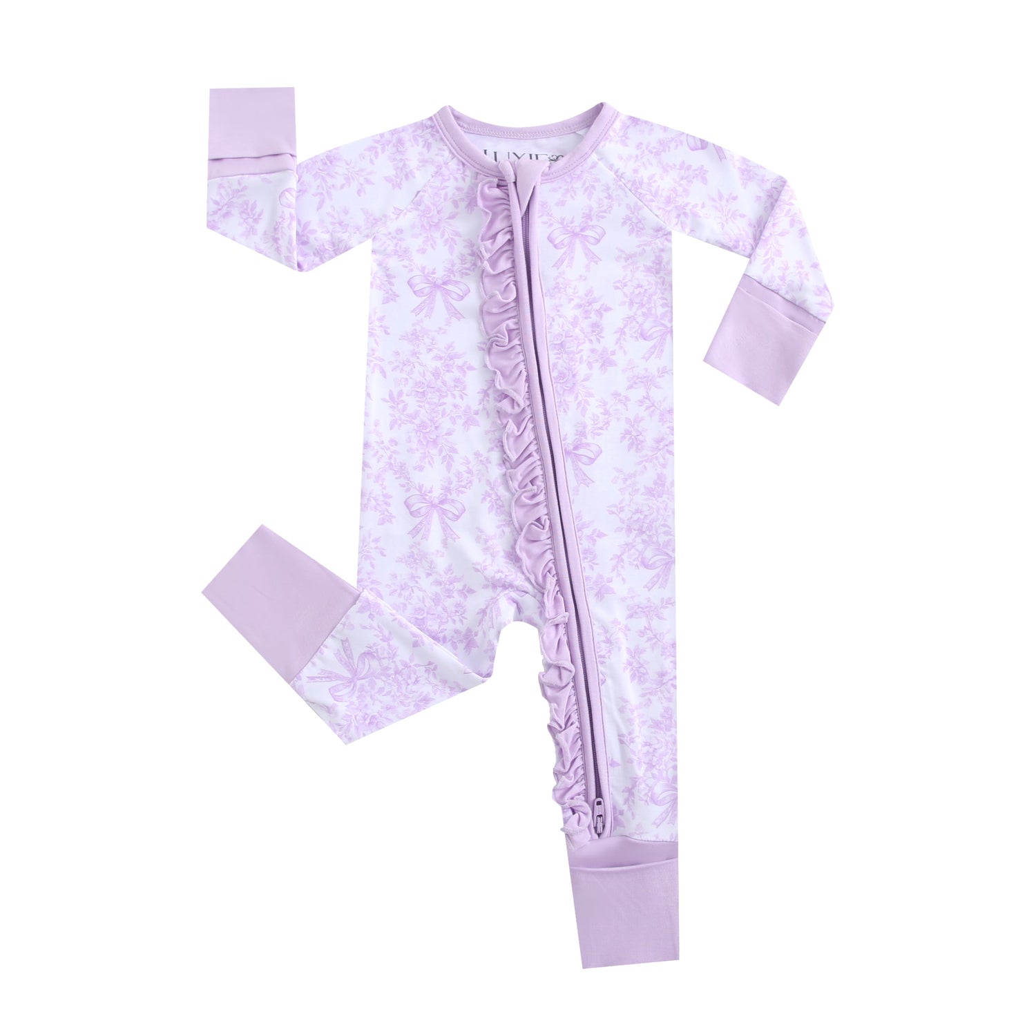 Bows & Blooms Ruffled Zippered Baby Romper by Luxie Charm at Everetts Place