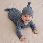 Organic Knotted Baby Gown - Indigo Blossom by Makemake Organics