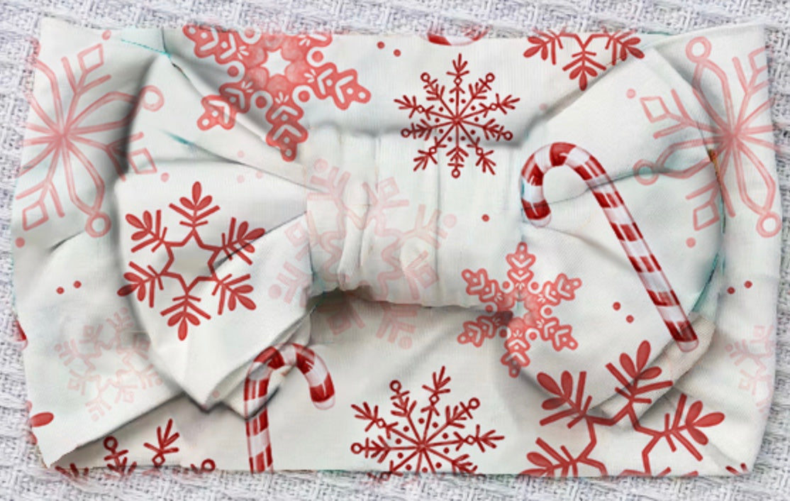 My First Candy Cane Hair Bow in Blue & Peach by Rayn’s Tiny Stitches