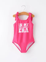 “In My Birthday ERA” Girls Swimsuit - Baby & Toddler Clothing, Pink, One-piece swimsuit, Leotard, Maillot | Everetts Place