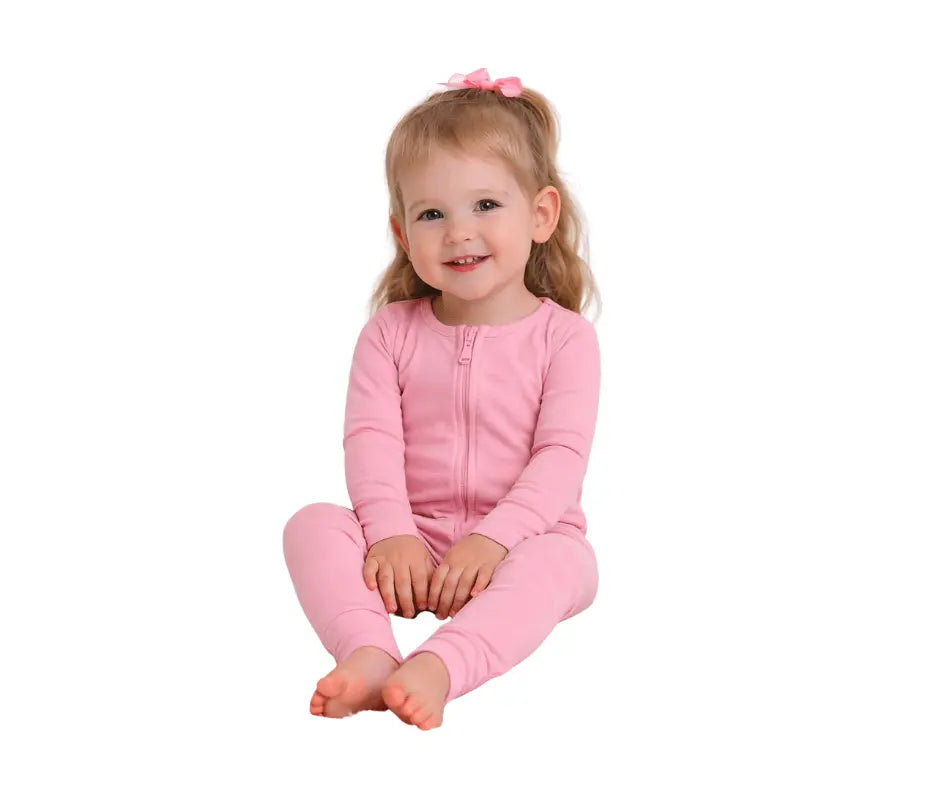 In The Pink, Bamboo Zipper Footie - Sleeve, Child, Pink, Baby & Toddler Clothing, Facial expression | Everetts Place