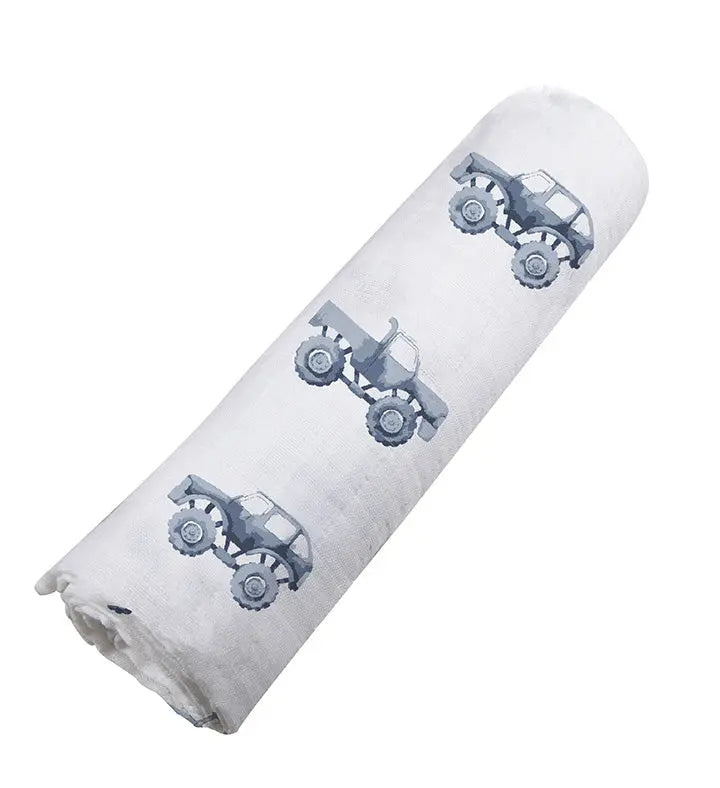 Indigo Monster Trucks Cotton Swaddle - Everetts Place