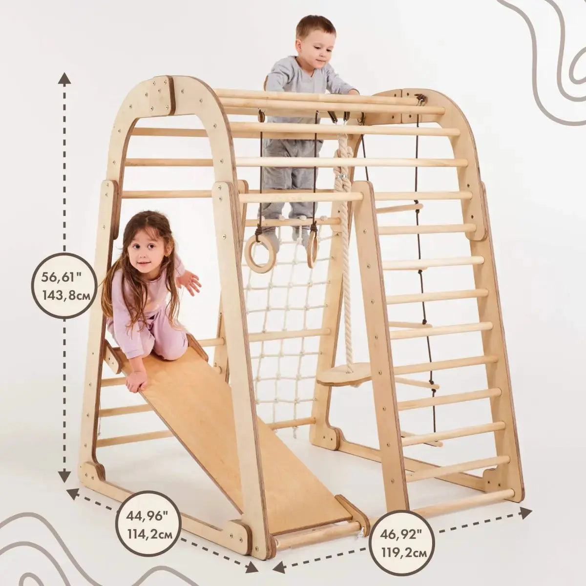 Indoor Wooden Playground for Children - 6in1 Playground + Swings Set + Slide Board Goodevas 