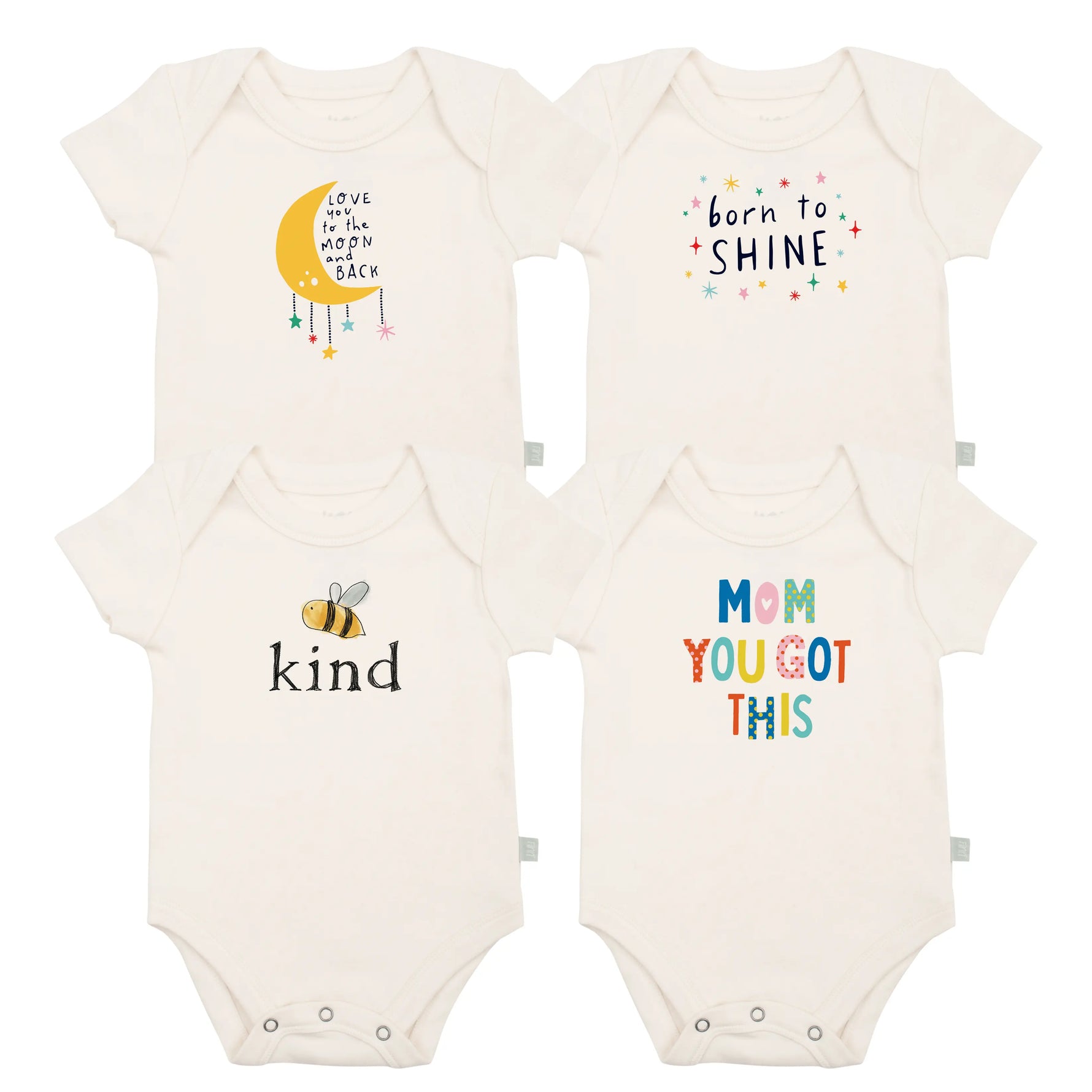 Graphic Bodysuit Set Inspiring 5 Pack With Free Gift For Babies By Finn And Emma Finn + Emma 