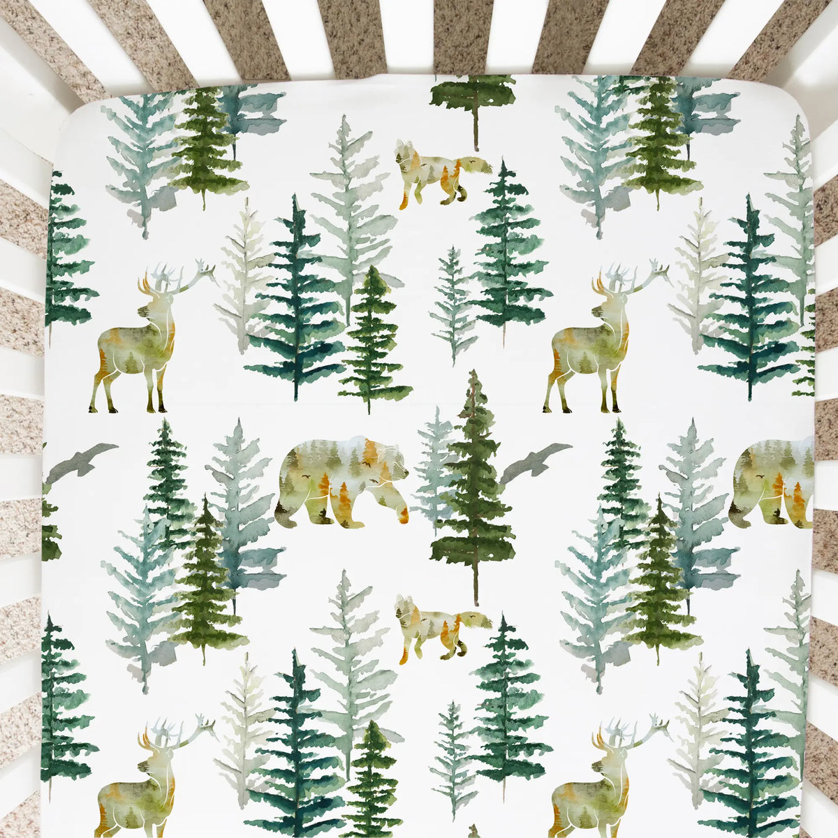 In The Woods Fitted Crib Sheet Honey Lemonade 