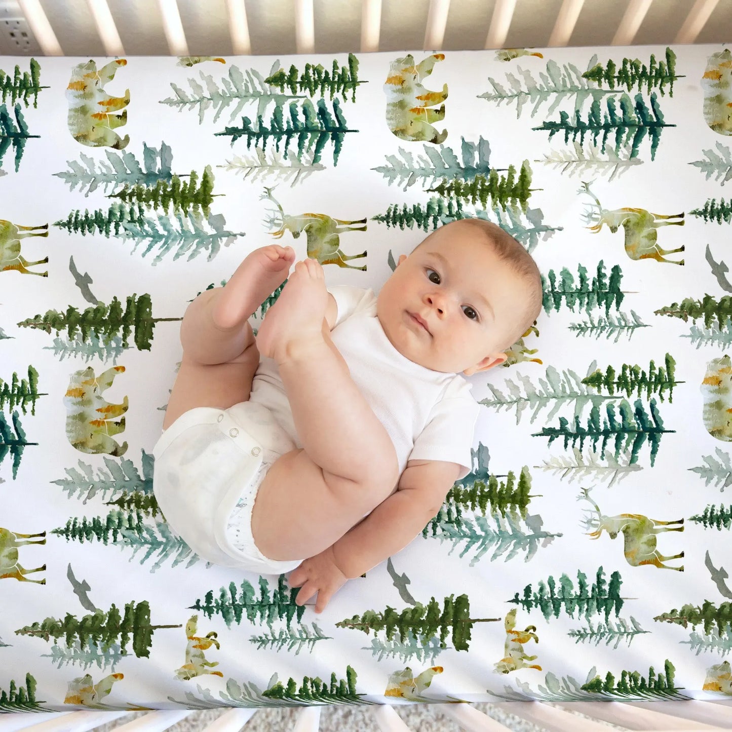 Fitted Crib Sheet In The Woods Soft Baby Bedding Photo Backdrop Honey Lemonade