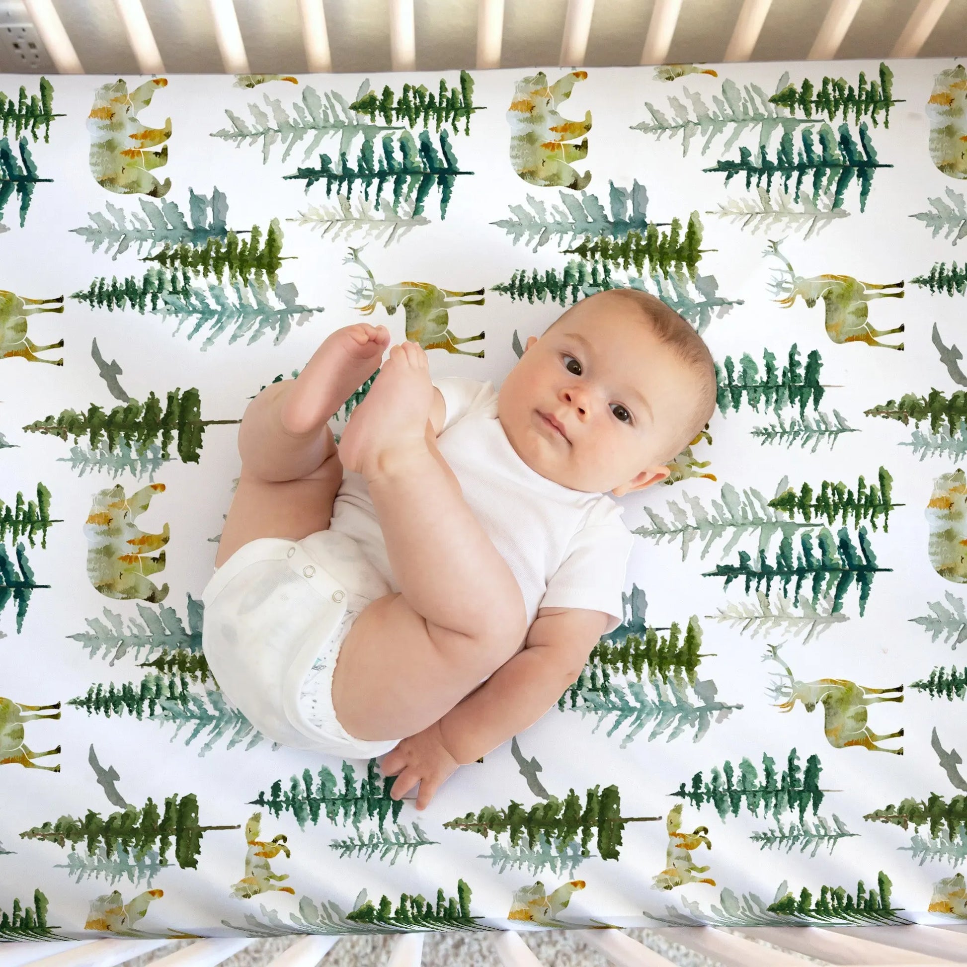 Fitted Crib Sheet In The Woods Soft Baby Bedding Photo Backdrop Honey Lemonade