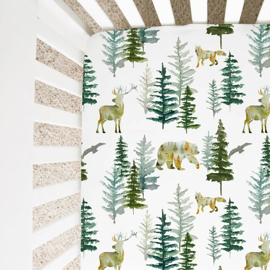 Fitted Crib Sheet In The Woods Soft Baby Bedding Photo Backdrop Honey Lemonade