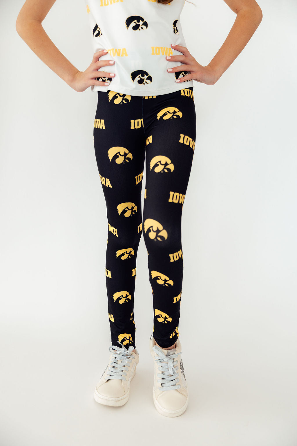 Organic Mila & Rose Iowa Black Tigerhawk baby leggings