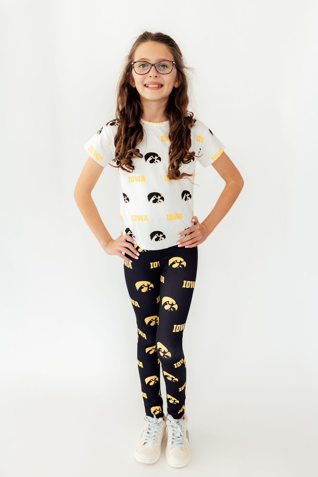 Mila & Rose Iowa White Tigerhawk Ruffle Pocket Tee