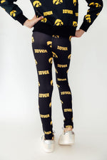 Mila & Rose Iowa Black Tigerhawk baby leggings.