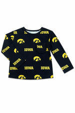 Iowa Black Tigerhawk L/S Ruffle Pocket Tee by Mila & Rose ®