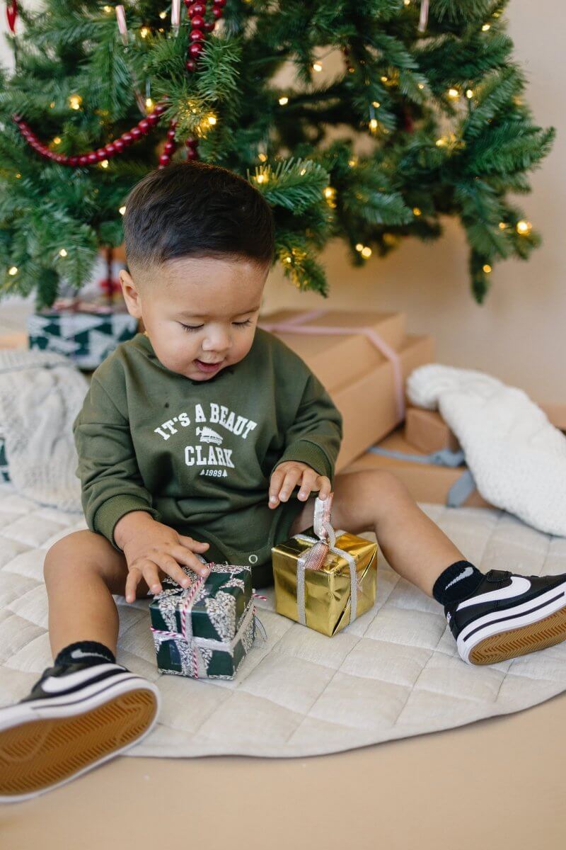 Little Joy Co. It's a Beaut Clark Christmas Sweatshirt Romper - Everetts Place Boutique - 