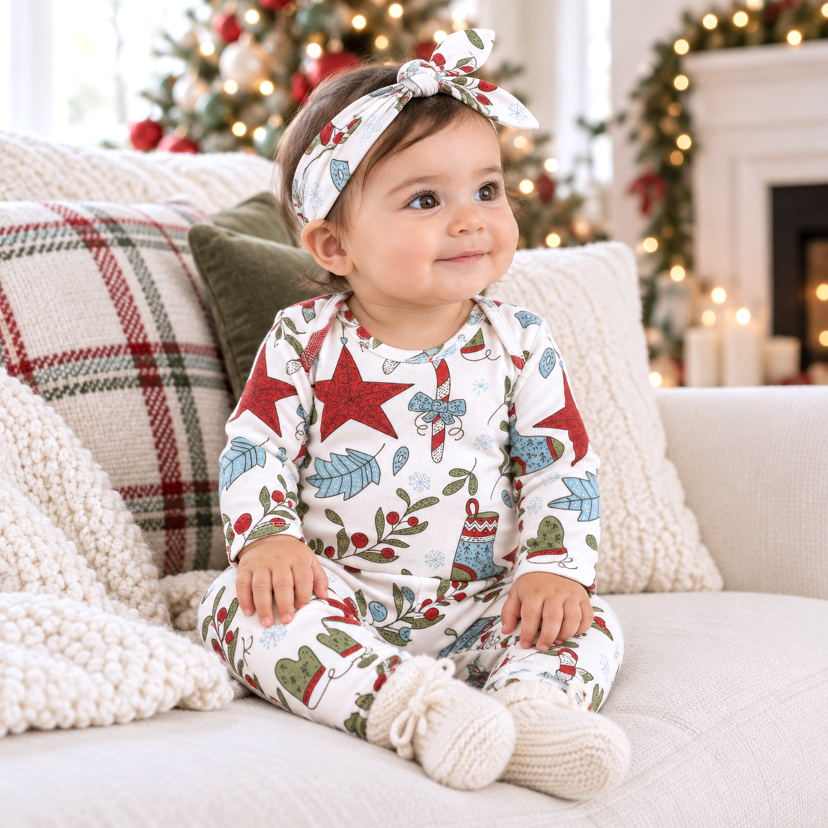 Bamboo Blend Romper - Christmas Fancy