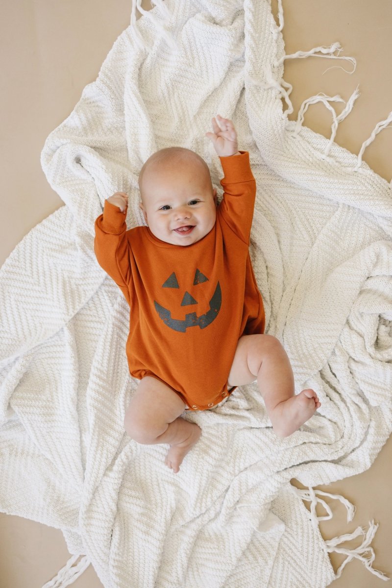 Little Joy Co. Jack O Lantern Sweatshirt Romper - Everetts Place Boutique - 