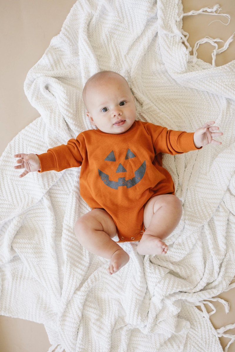 Little Joy Co. Jack O Lantern Sweatshirt Romper - Everetts Place Boutique - 