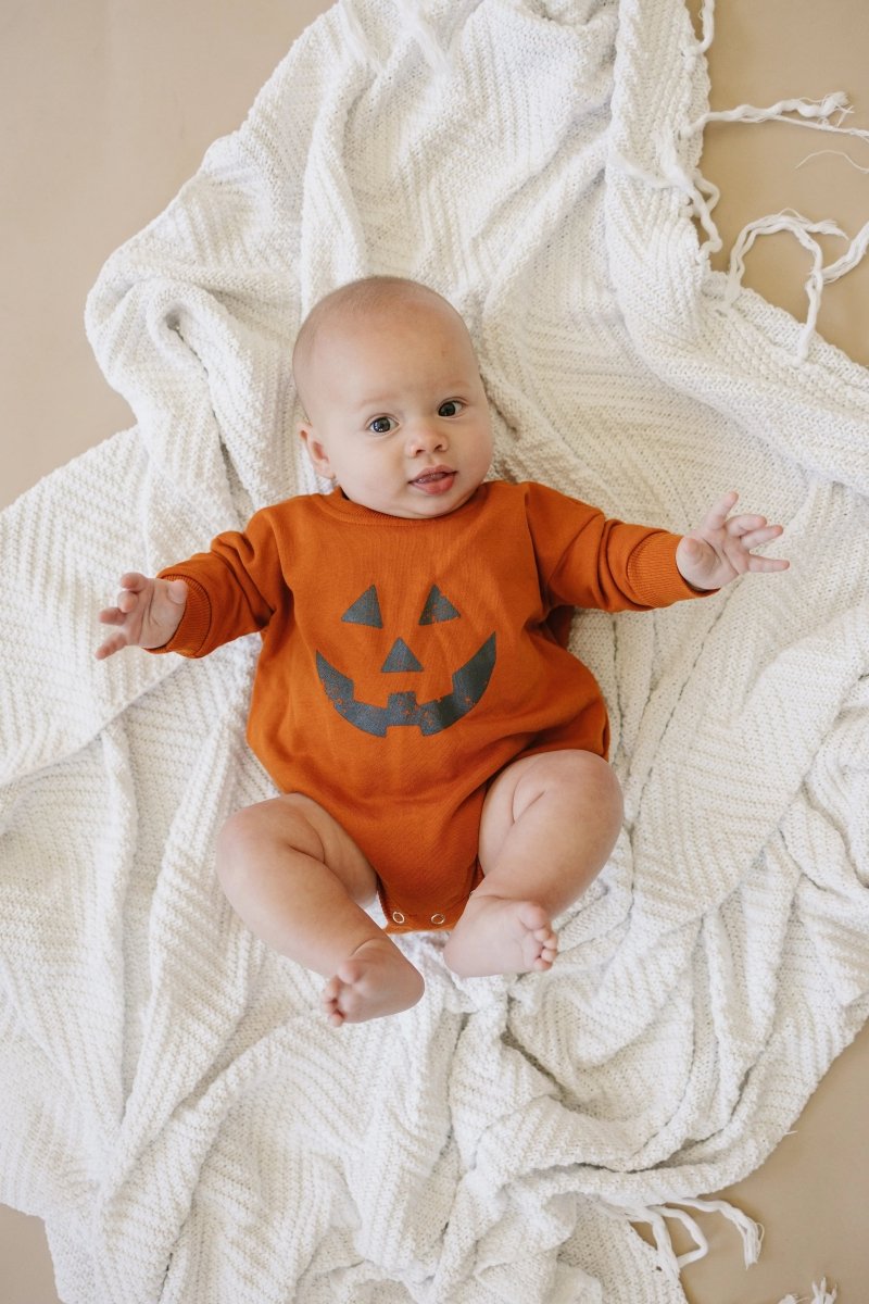 Little Joy Co. Jack O Lantern Sweatshirt Romper - Everetts Place Boutique - 