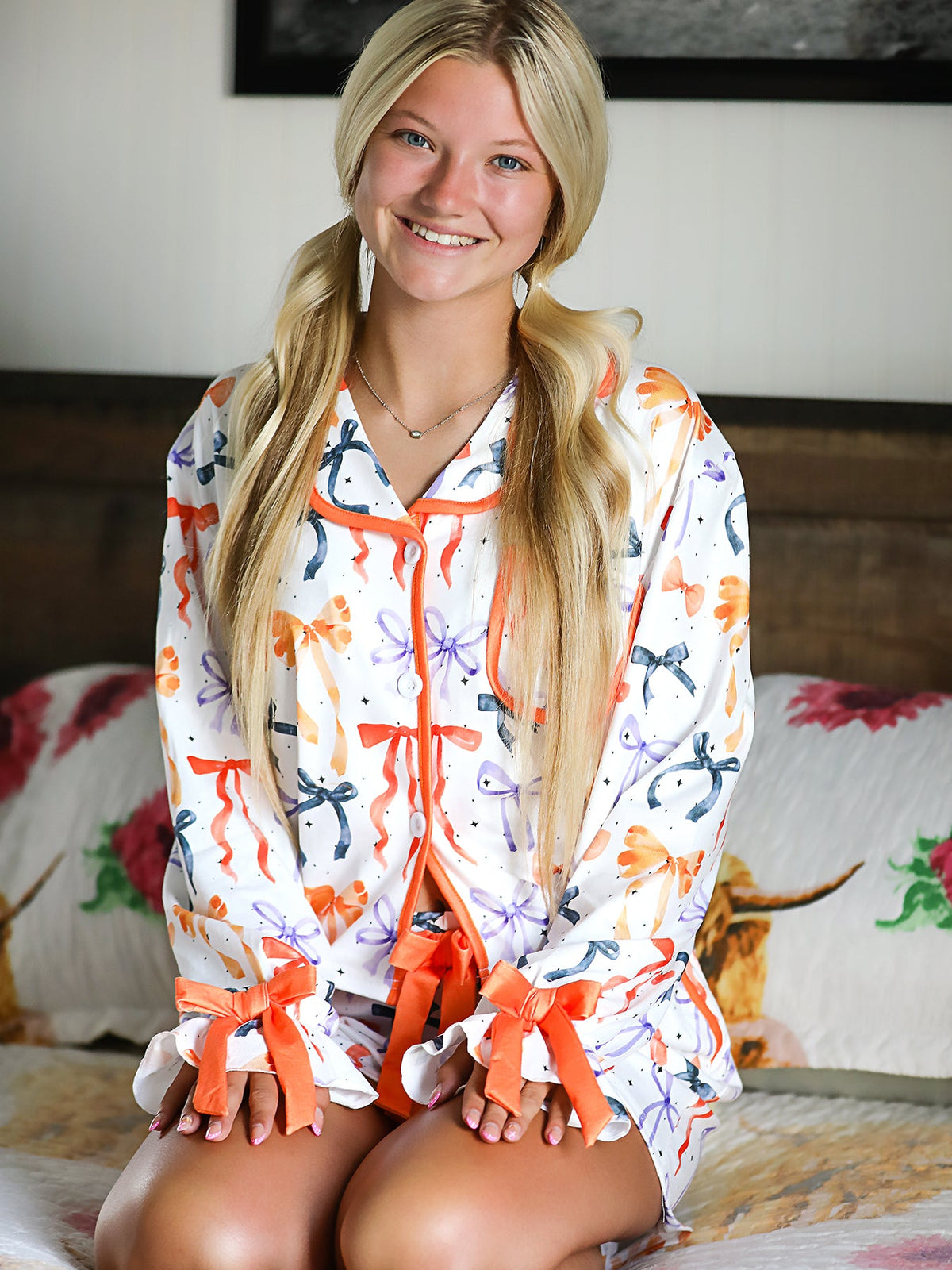 Halloween Mommy and Me Bow Print Polyester Spandex Loungewear Set by Rylee Faith Designs