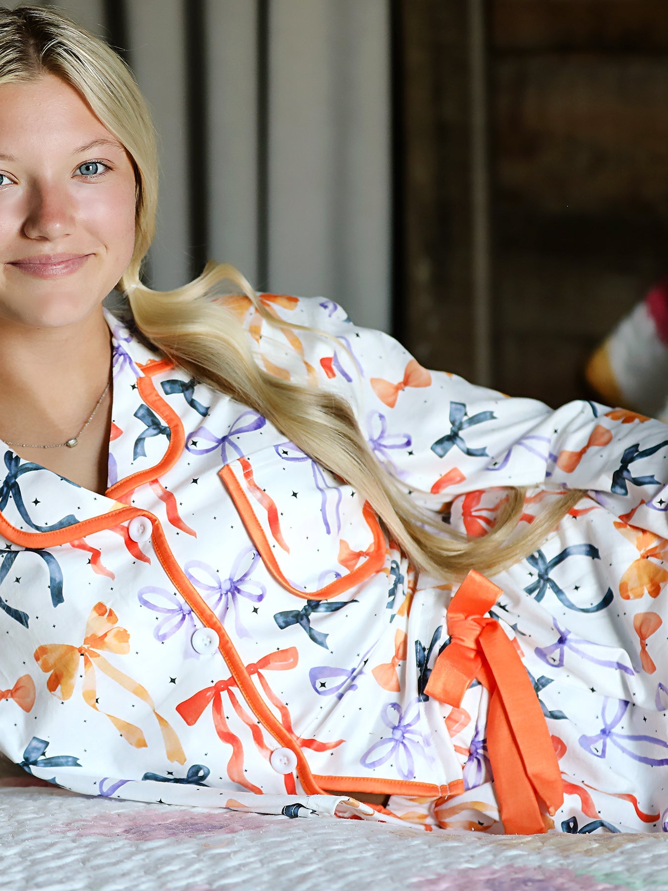 Halloween Mommy and Me Bow Print Polyester Spandex Loungewear Set by Rylee Faith Designs