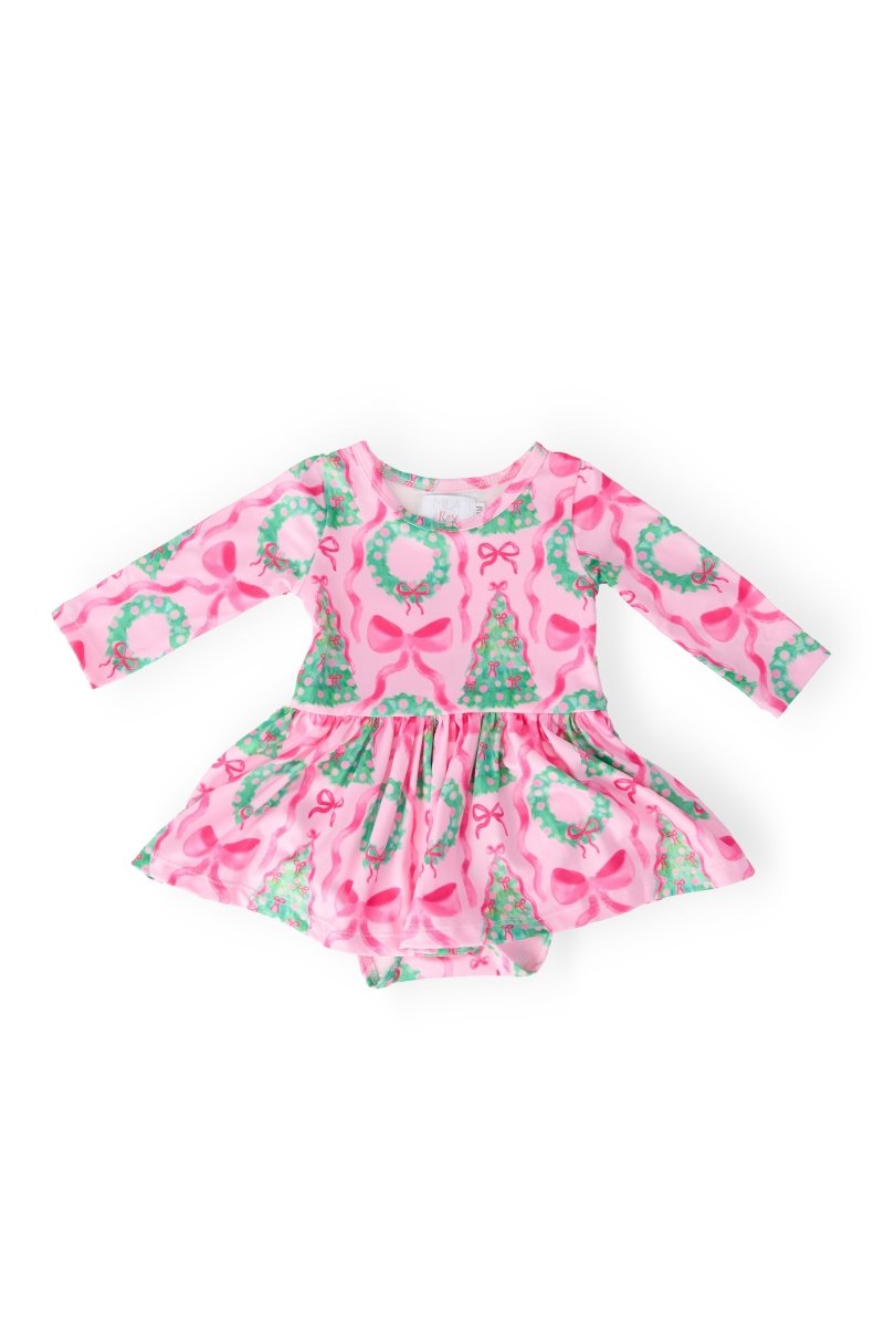 Mila & Rose ® Jingle Bows Long Sleeve Twirl Bodysuit for Newborns - Everetts Place Boutique - 