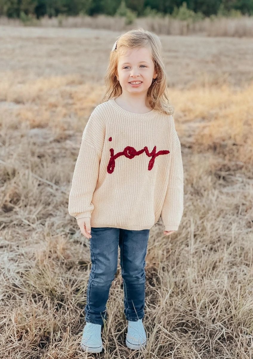 Little Joy Co. Joy Hand Embroidered Christmas Sweater - Everetts Place Boutique - 