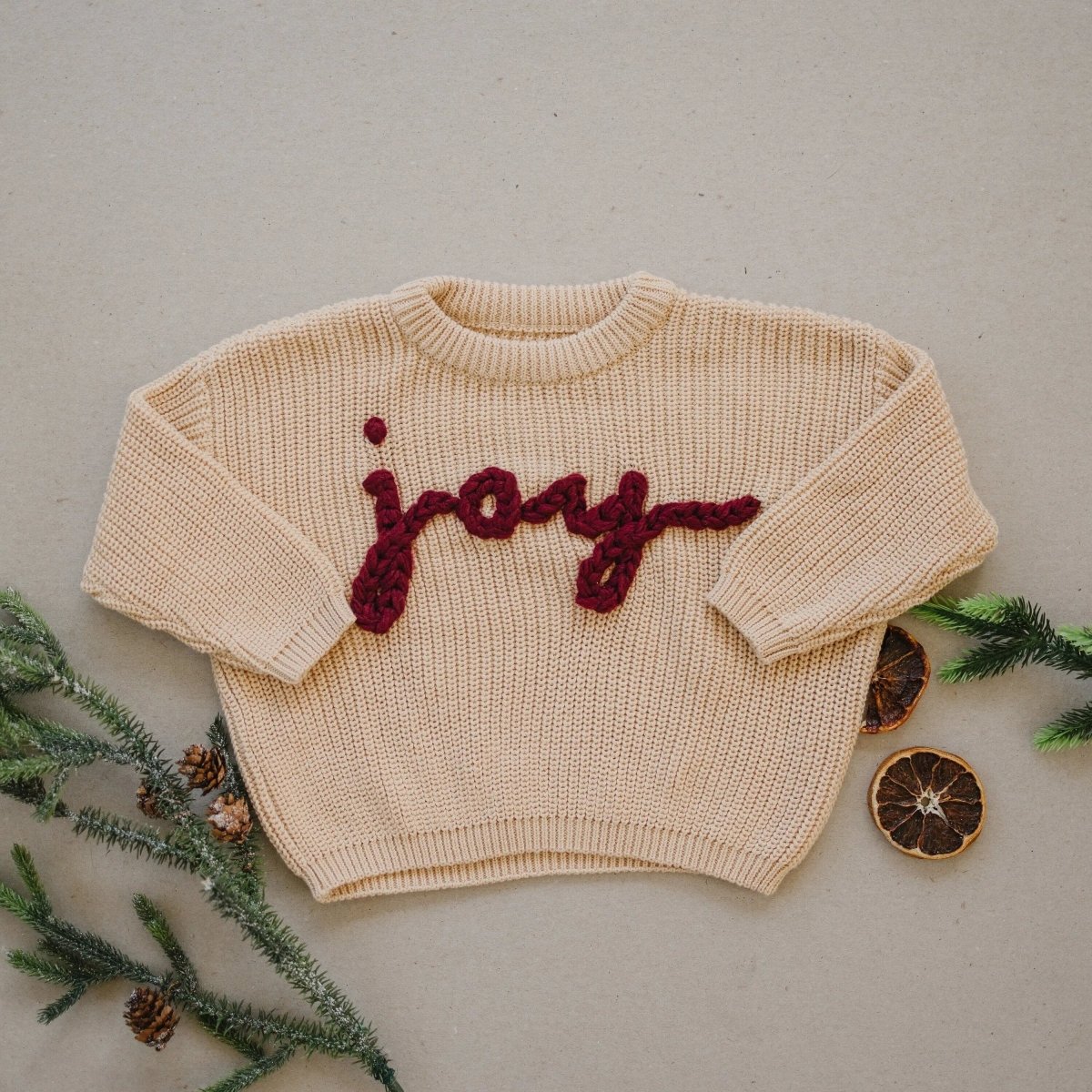 Little Joy Co. Joy Hand Embroidered Christmas Sweater - Everetts Place Boutique - 