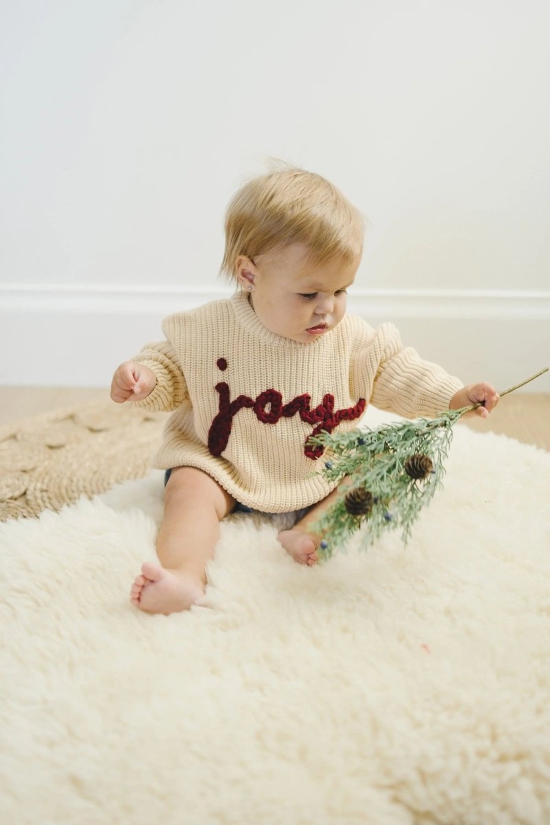 Little Joy Co. Joy Hand Embroidered Christmas Sweater - Everetts Place Boutique - 
