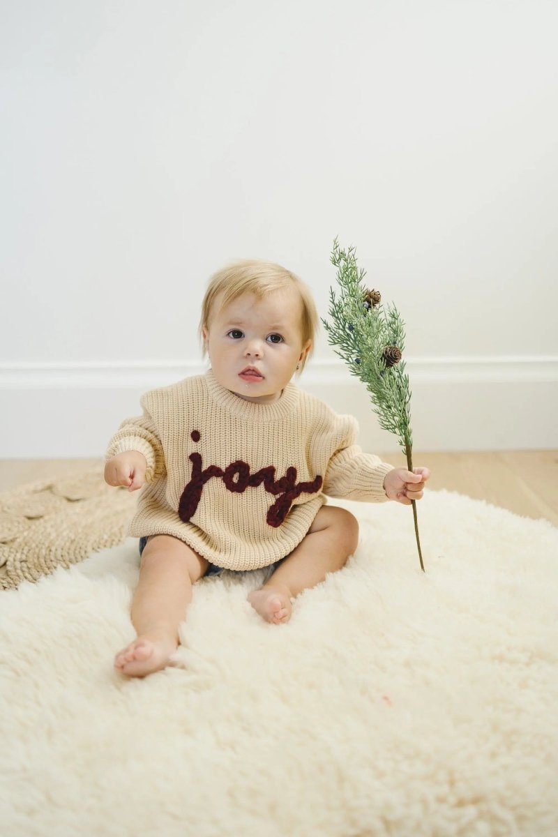 Little Joy Co. Joy Hand Embroidered Christmas Sweater - Everetts Place Boutique - 