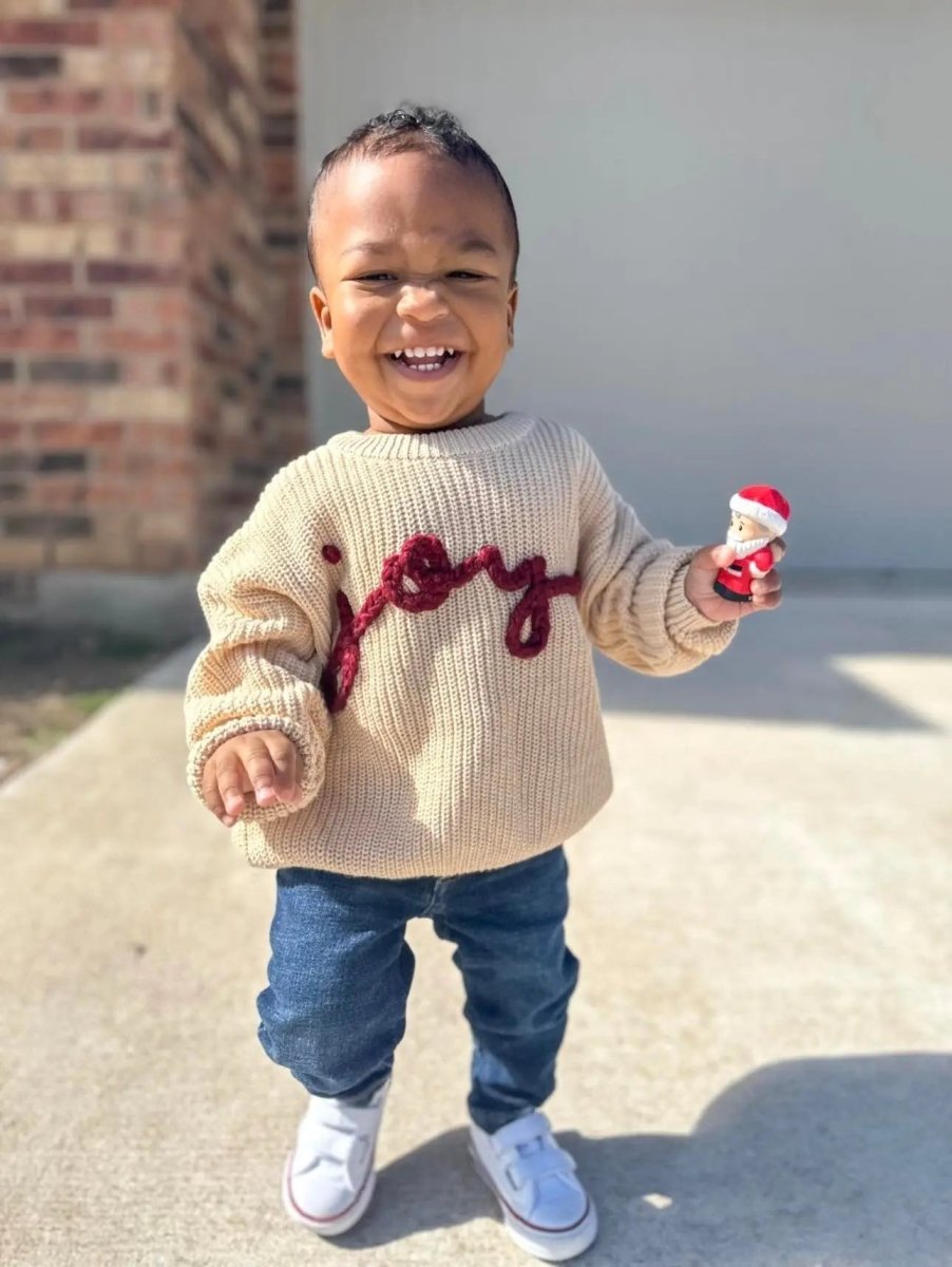 Little Joy Co. Joy Hand Embroidered Christmas Sweater - Everetts Place Boutique - 