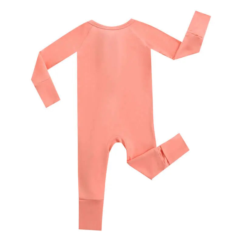 Luxie Charm Joyful Coral Zippered Baby Romper - Everetts Place Boutique - 