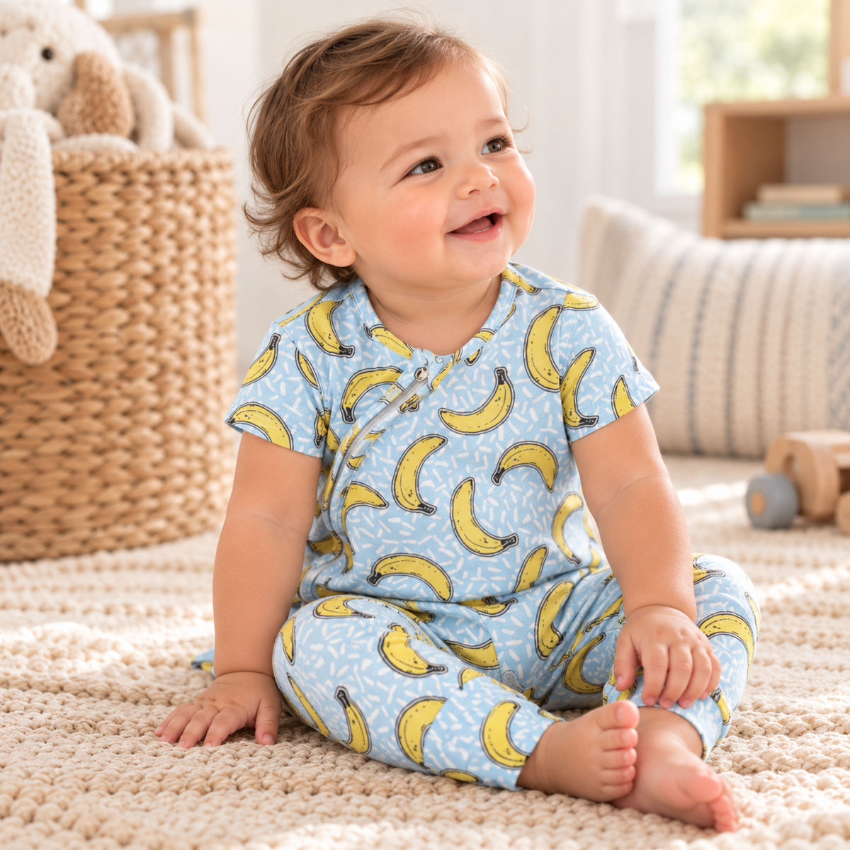 Bamboo Convertible Zipper Romper - Banana Split