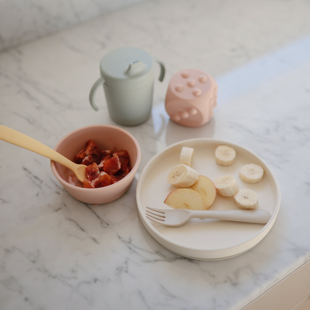 Mushie baby dinnerware fork and spoon set