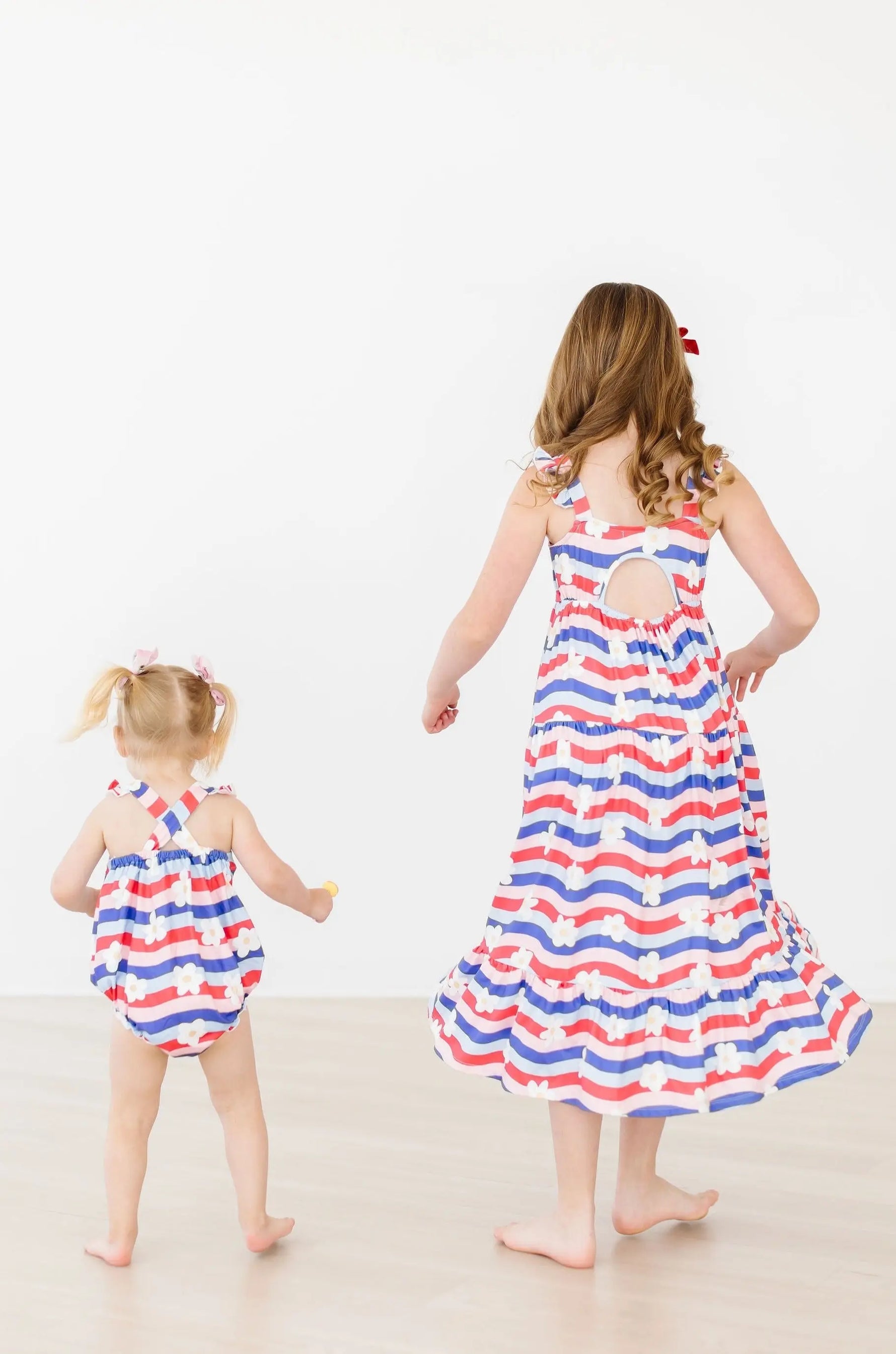 July Vibes Ruffle Cross Back Romper With Snaps For Girls Mila & Rose ® Everetts Place: Online Boutique