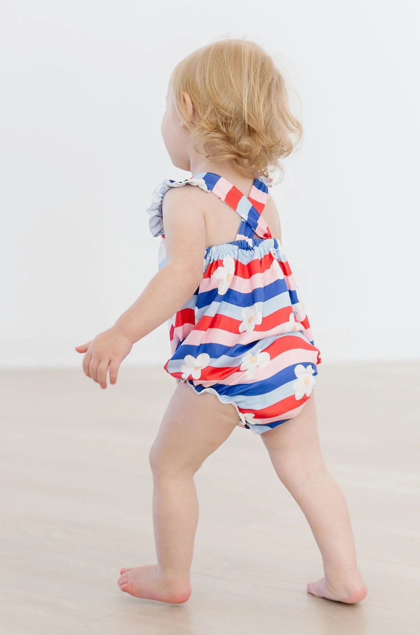 July Vibes Ruffle Cross Back Romper With Snaps For Girls Mila & Rose ® Everetts Place: Online Boutique
