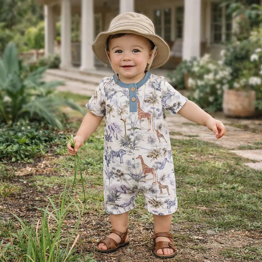 Jungle Safari Bamboo Baby Boy Shortall Romper Tesa Babe 