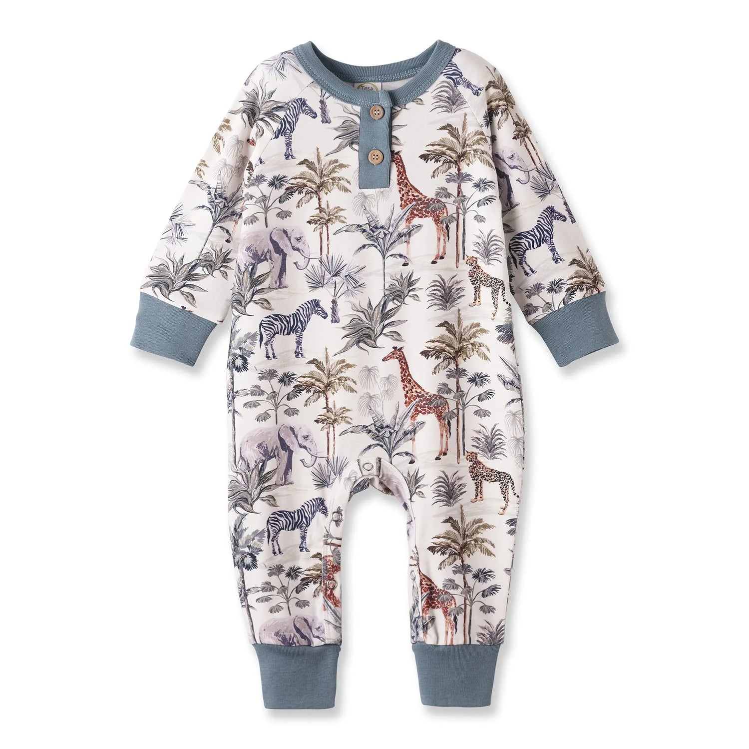 Jungle Safari Bamboo Boys Henley Romper Tesa Babe 